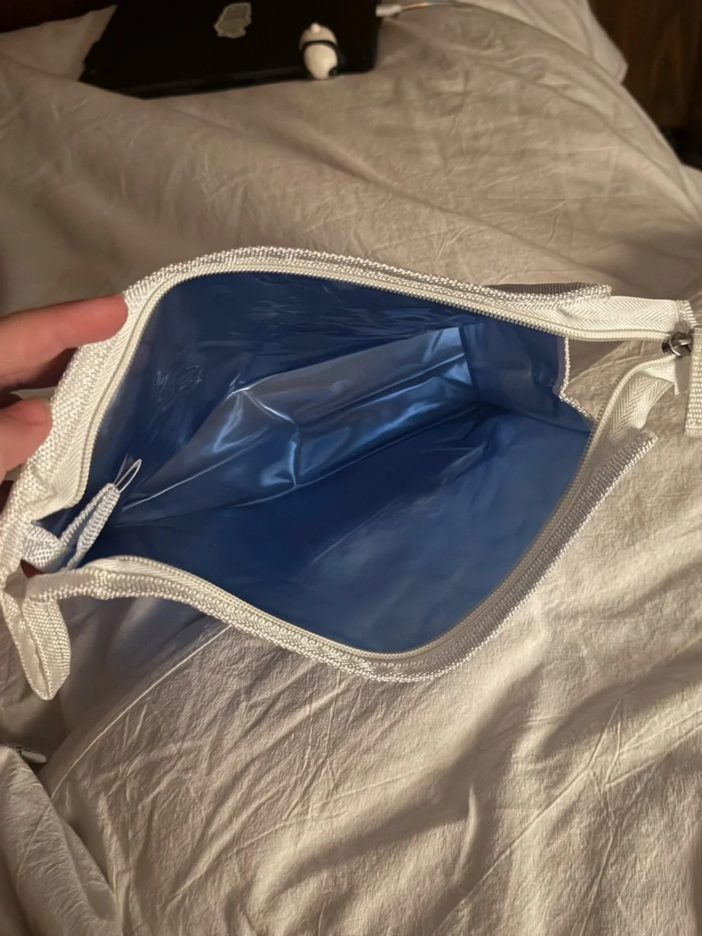 Avon Blue Clear Toiletry Pouch with White Trim